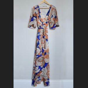 Catch Stitch Floral Wrap Maxi